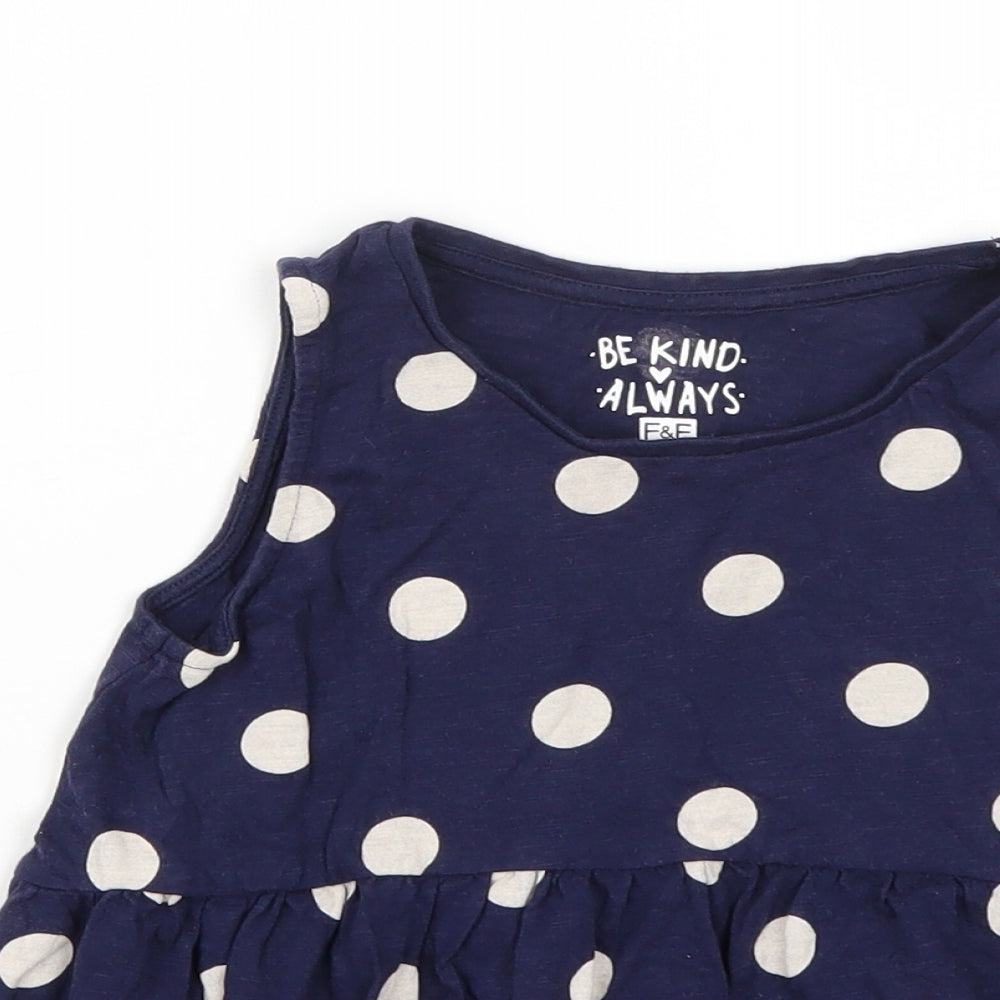 F&F Girls Blue Polka Dot  A-Line  Size 5-6 Years