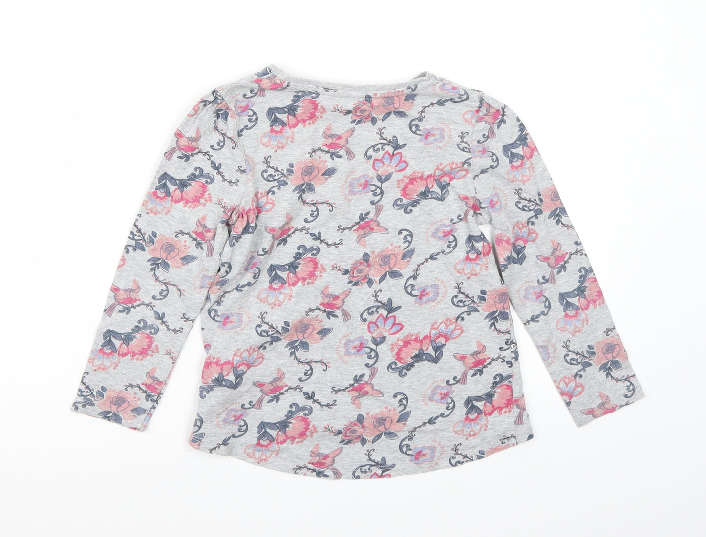 F&F Girls Grey Floral  Basic T-Shirt Size 5-6 Years