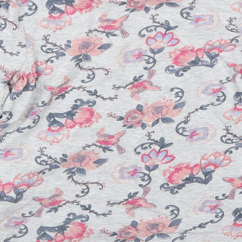 F&F Girls Grey Floral  Basic T-Shirt Size 5-6 Years