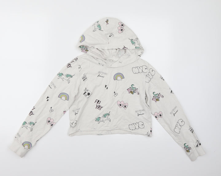 H&M Girls White   Pullover Hoodie Size 11 Years