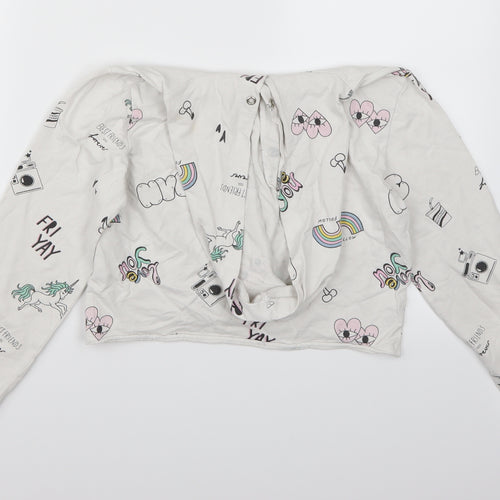 H&M Girls White   Pullover Hoodie Size 11 Years