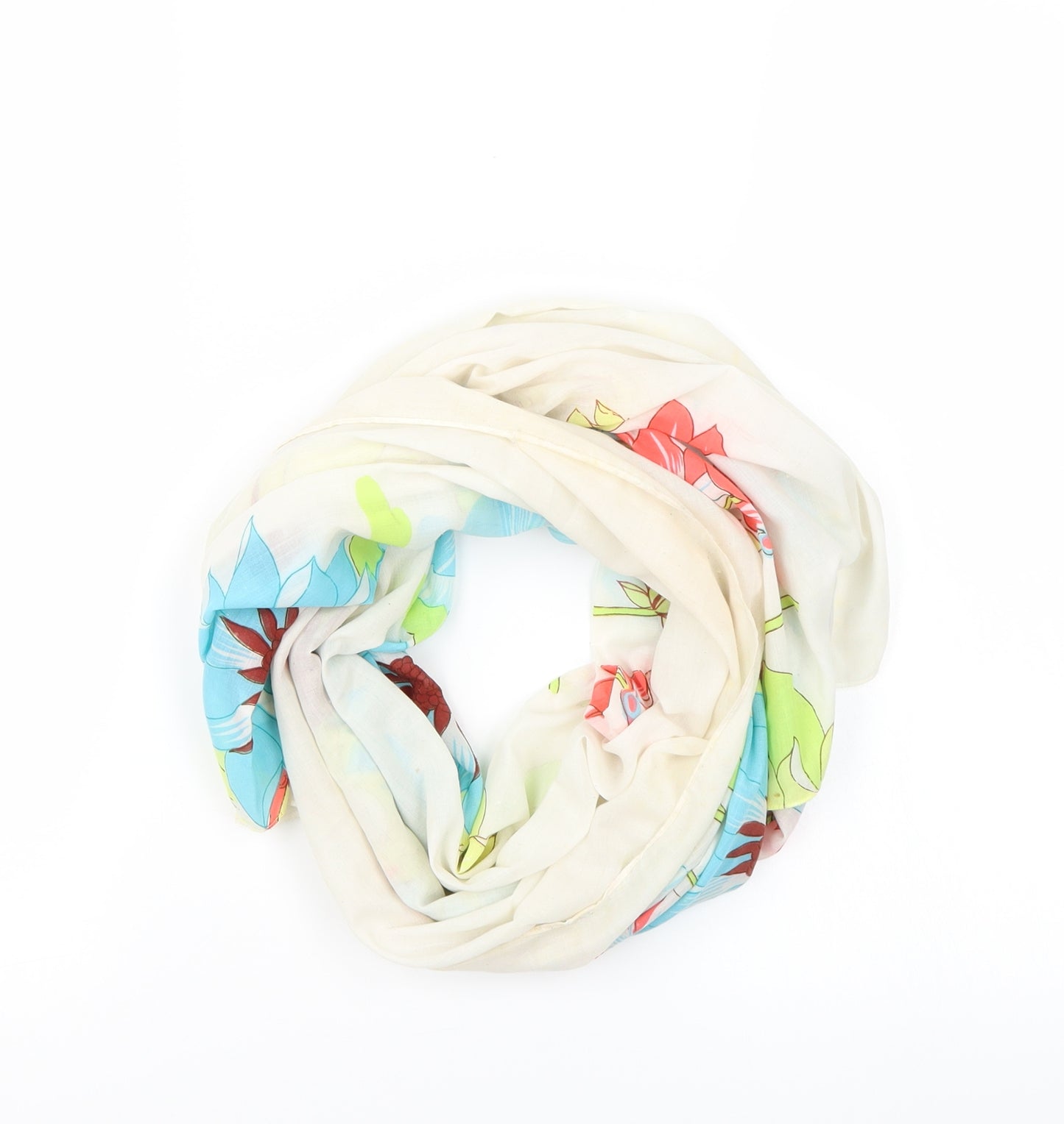 Preworn Womens White Floral   Scarf