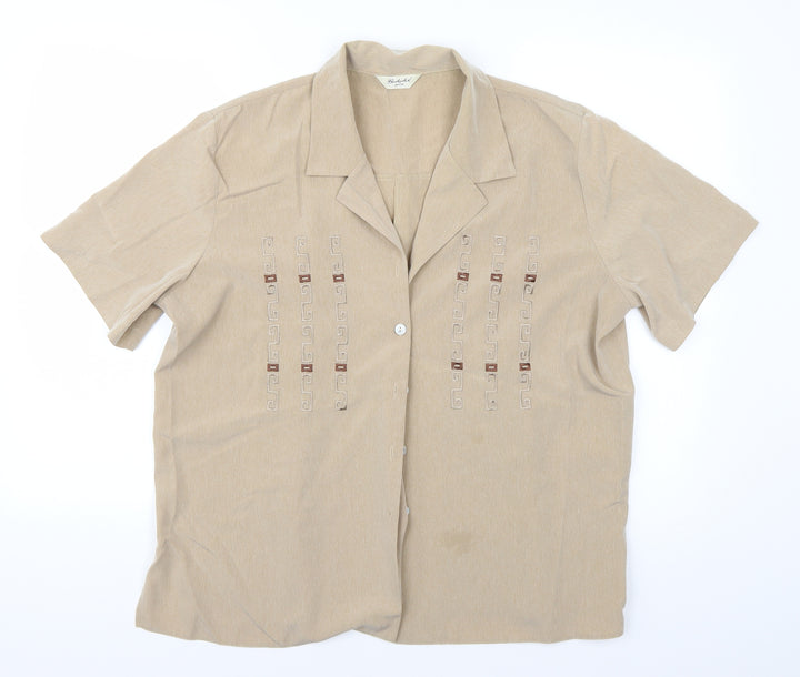 Berkeley Womens Beige   Basic Button-Up Size 20