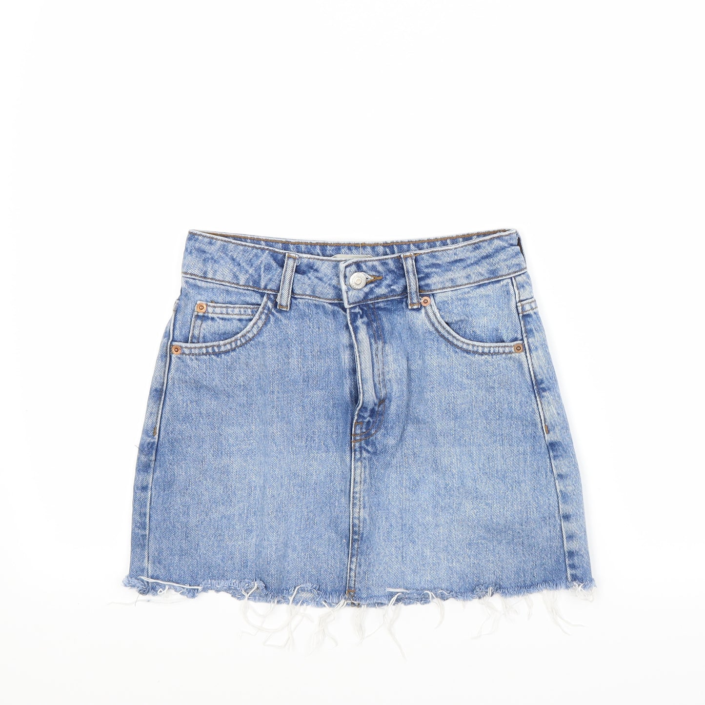 Topshop Womens Blue  Denim Mini Skirt Size 4