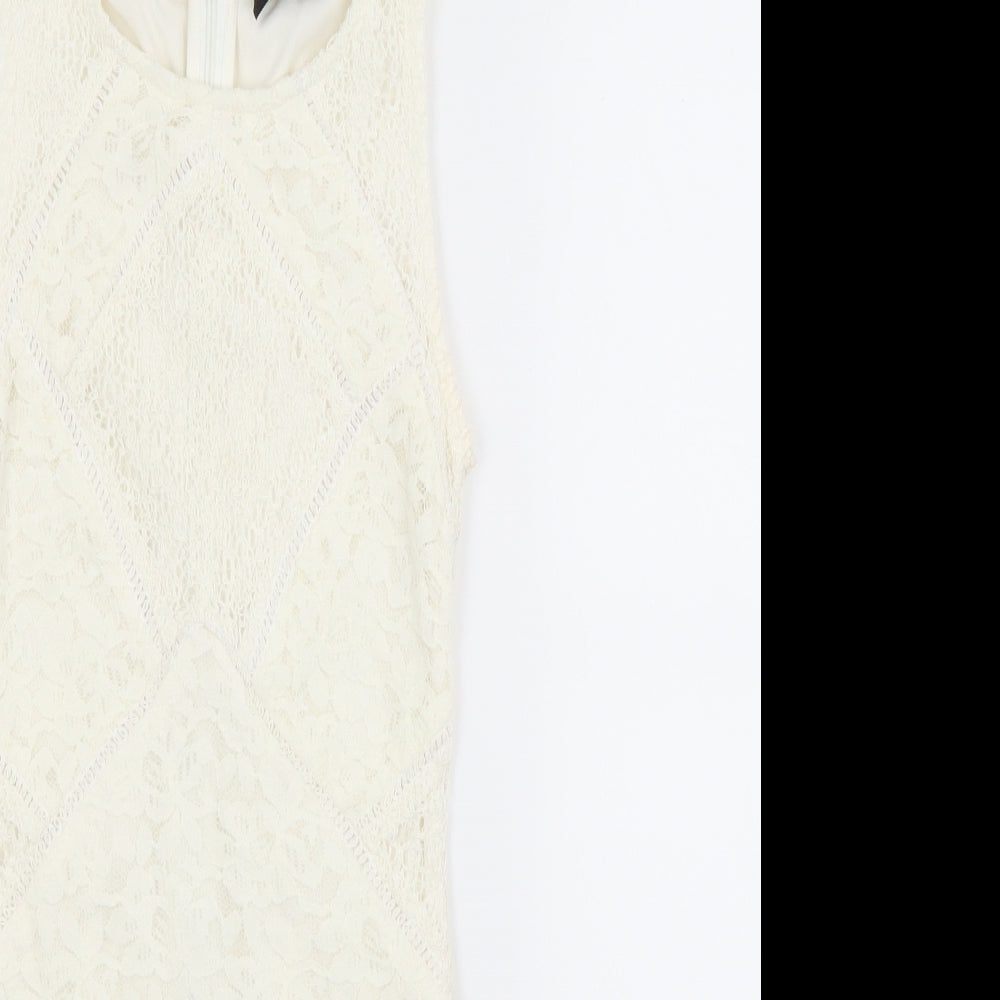 Topshop Womens White Floral  A-Line  Size 6