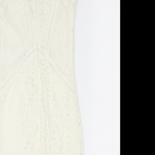 Topshop Womens White Floral  A-Line  Size 6