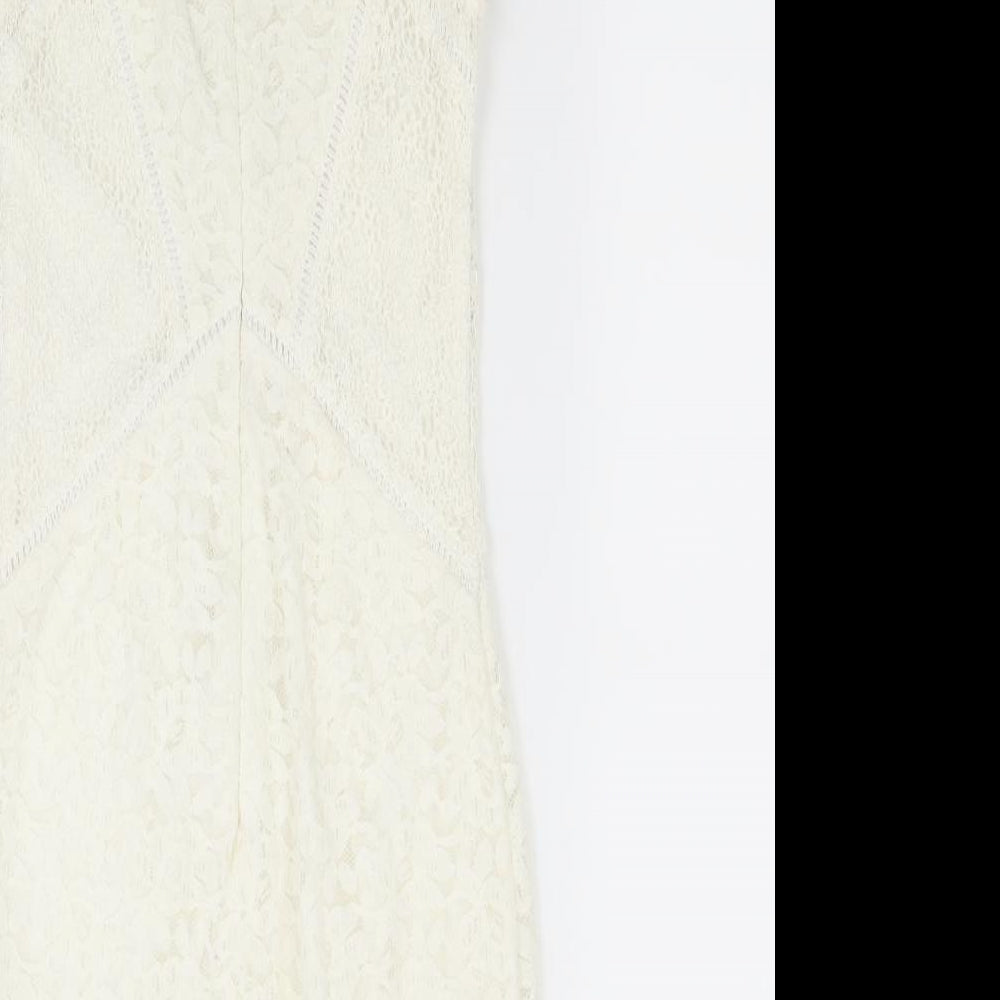 Topshop Womens White Floral  A-Line  Size 6