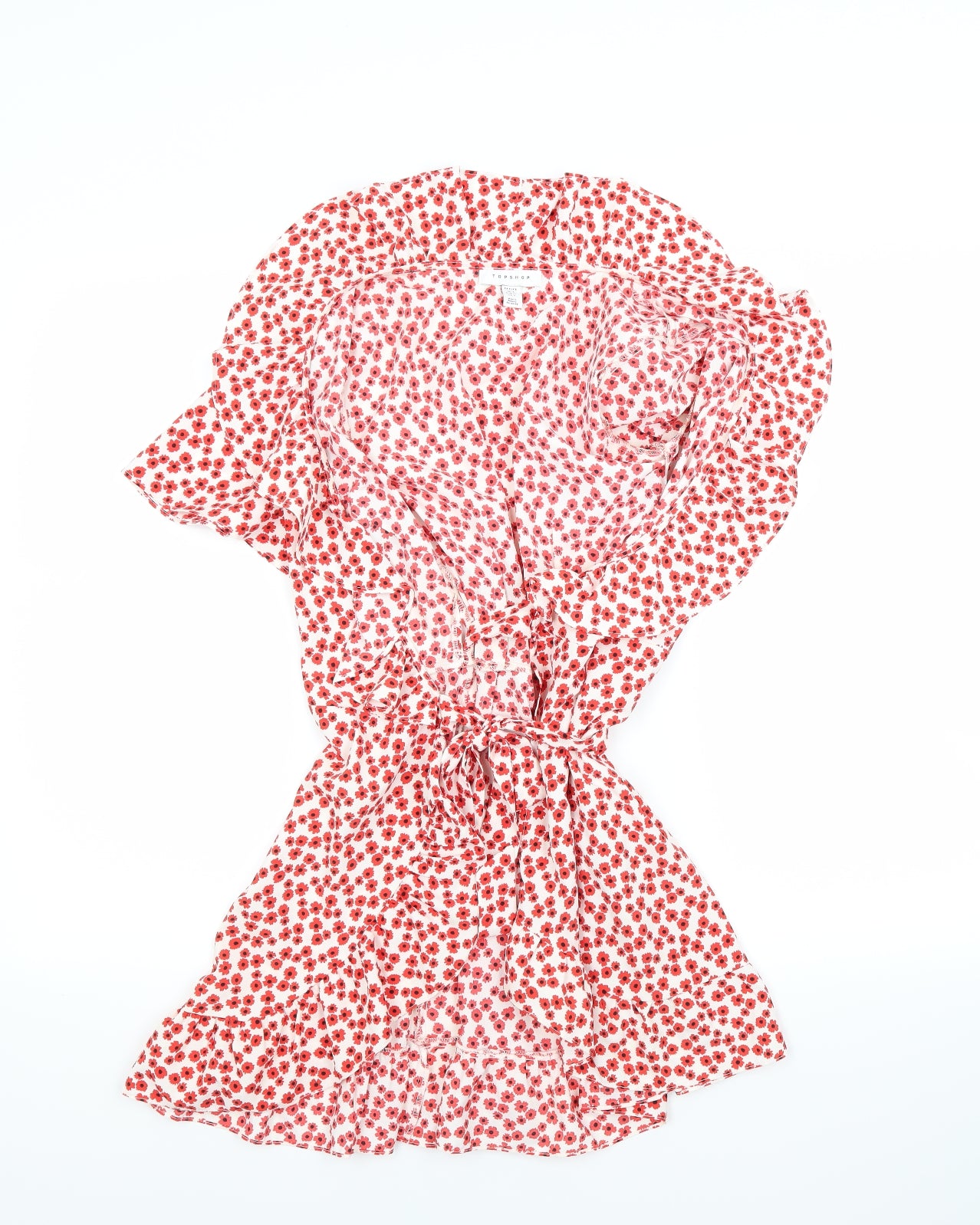 Topshop Womens Red Floral  Fit & Flare  Size 4