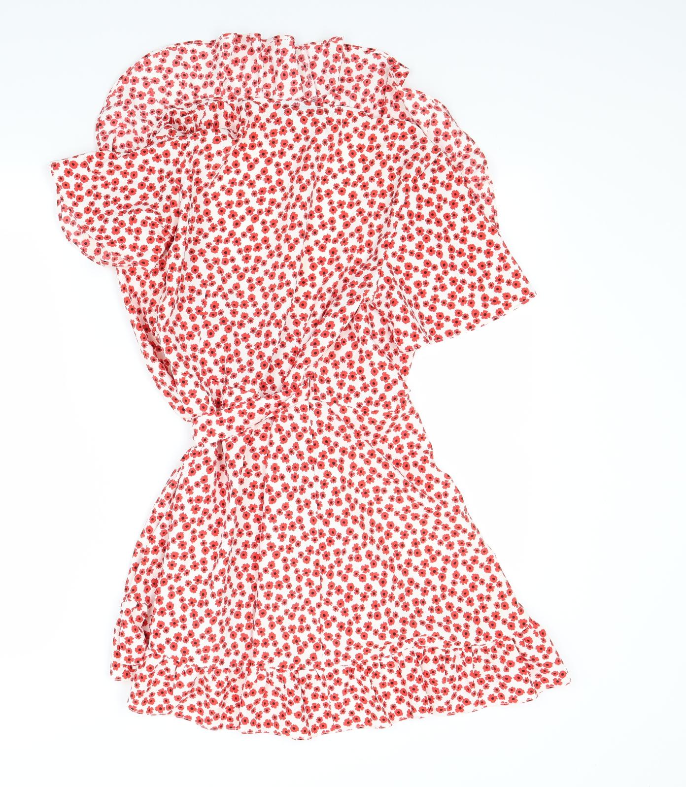 Topshop Womens Red Floral  Fit & Flare  Size 4