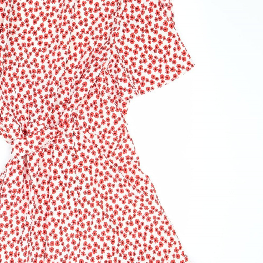 Topshop Womens Red Floral  Fit & Flare  Size 4