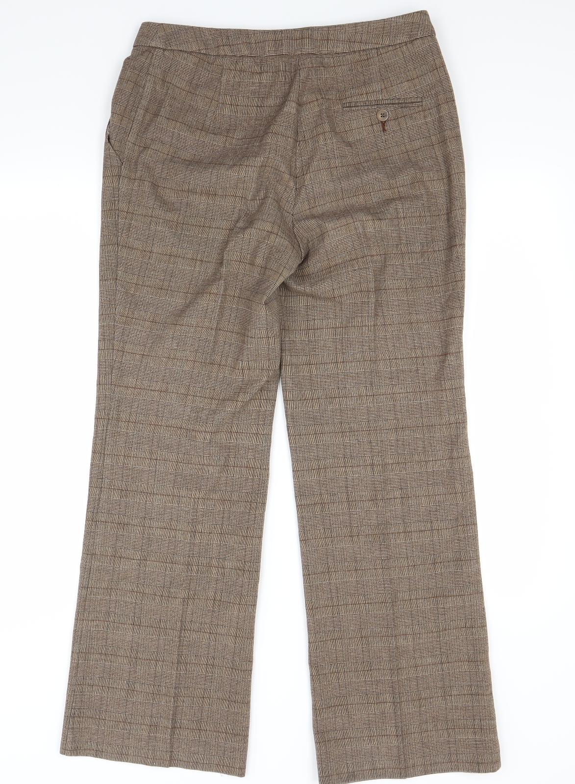 Marks and Spencer Womens Brown Check  Trousers  Size 12 L28 in