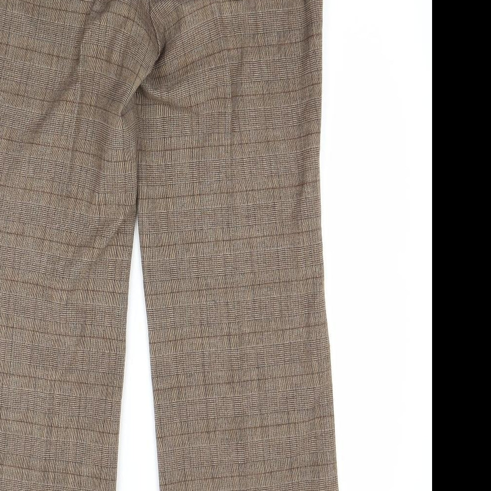 Marks and Spencer Womens Brown Check  Trousers  Size 12 L28 in