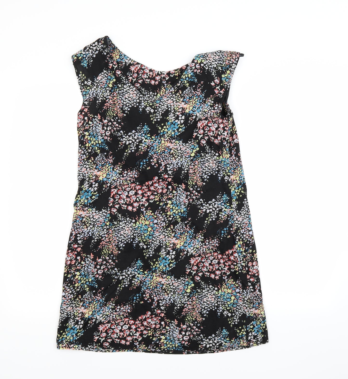 Preworn Womens Black Floral  A-Line  Size 12