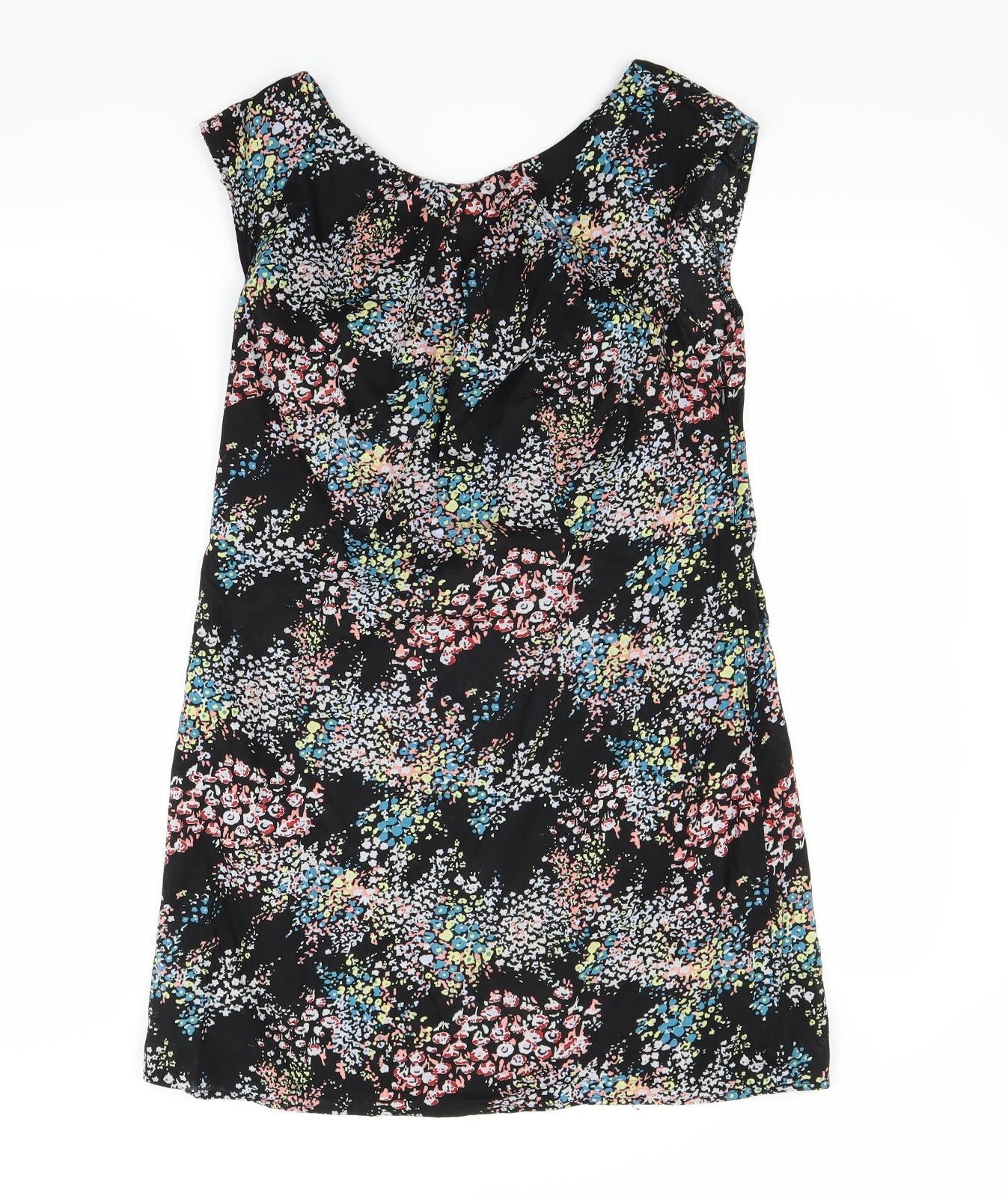 Preworn Womens Black Floral  A-Line  Size 12