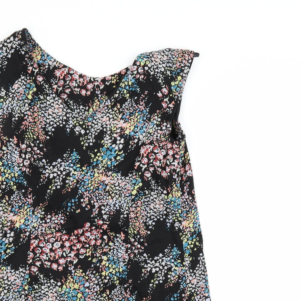 Preworn Womens Black Floral  A-Line  Size 12