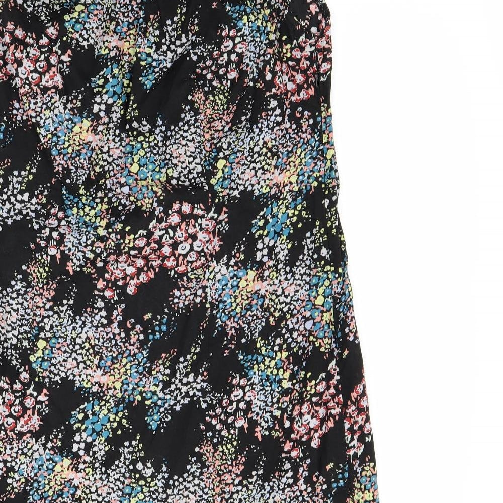 Preworn Womens Black Floral  A-Line  Size 12