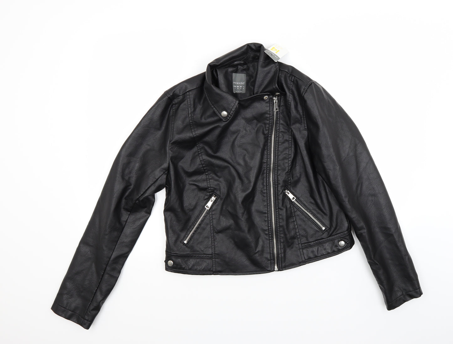 Primark Womens Black   Biker Coat Size 14