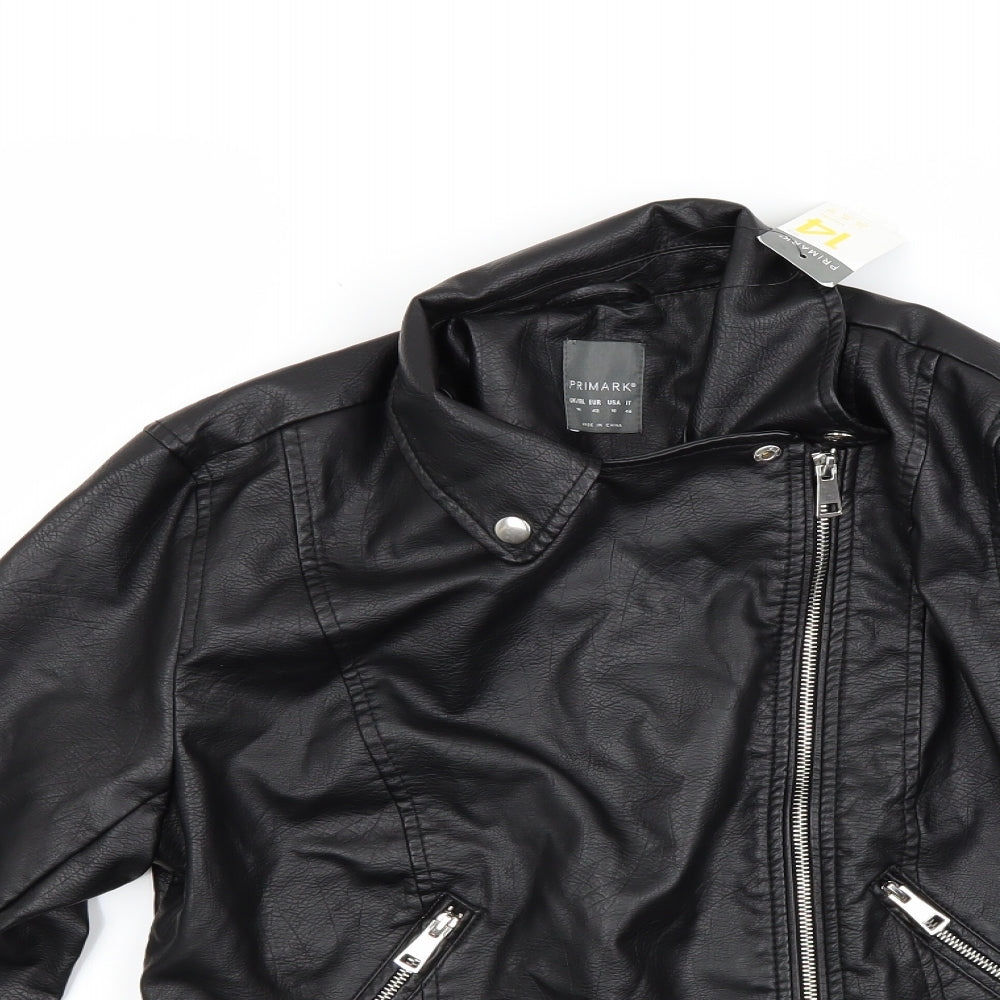 Primark Womens Black   Biker Coat Size 14