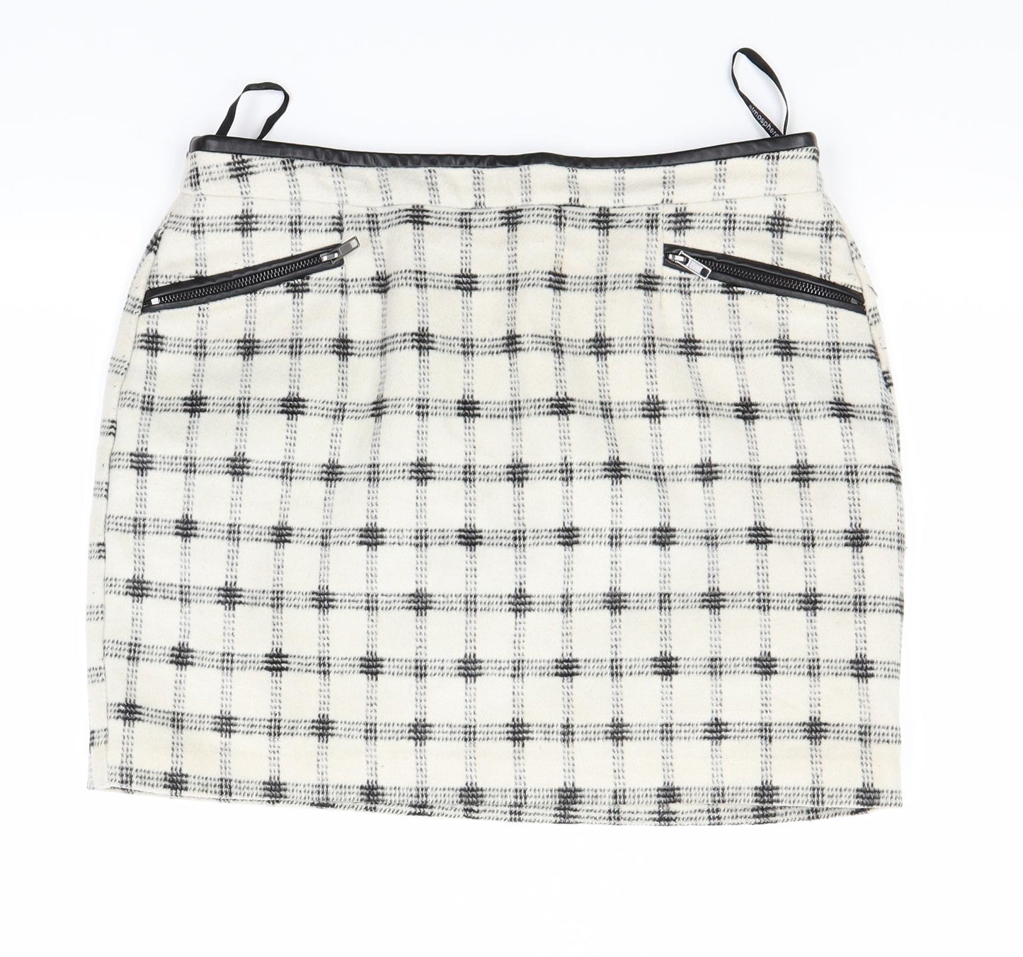 Atmosphere Womens White Check  Mini Skirt Size 12