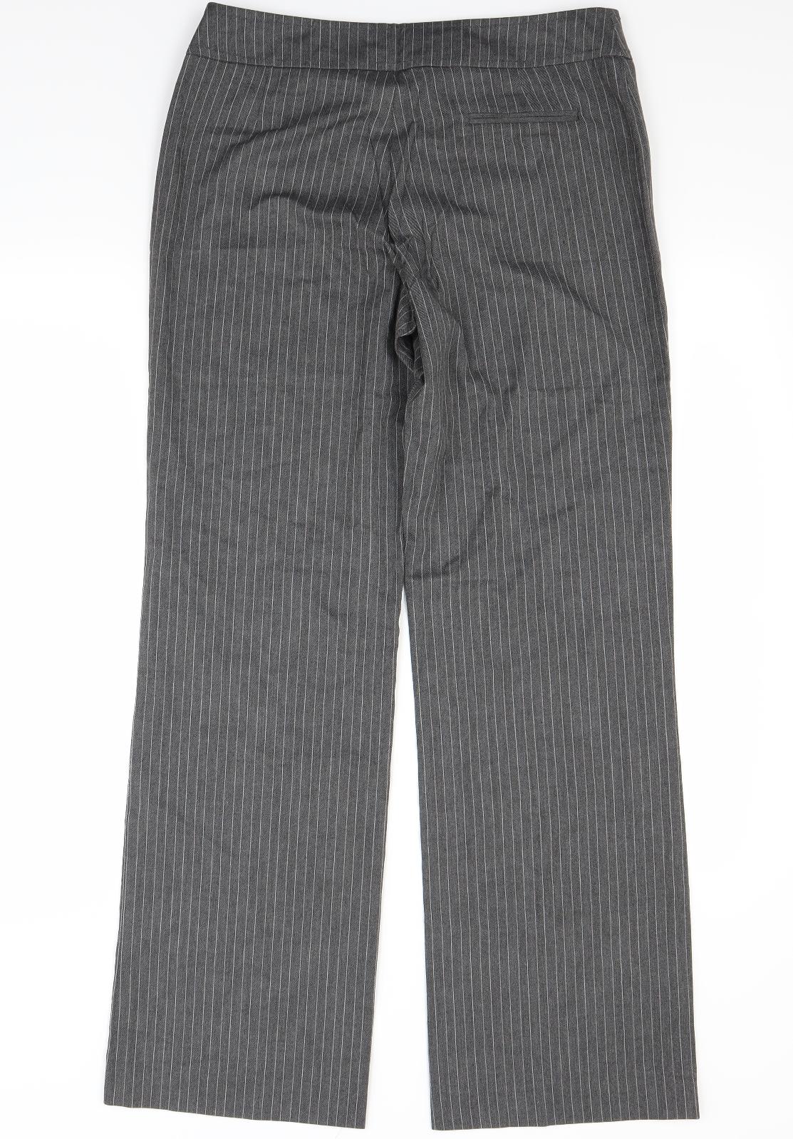 F&F Womens Grey Striped  Trousers  Size 10 L29 in