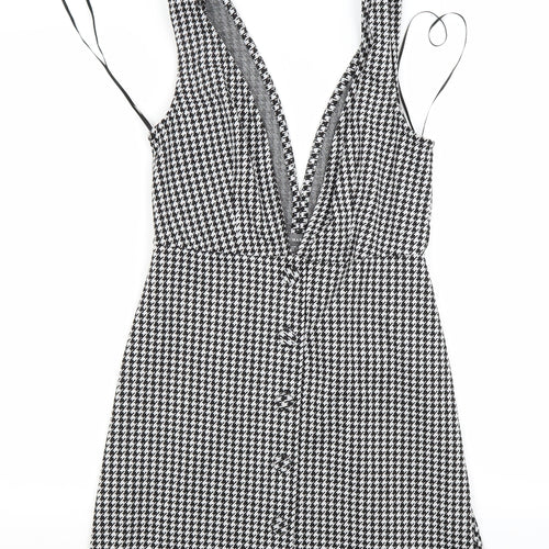 Primark Womens Black Houndstooth  Pinafore/Dungaree Dress  Size 8