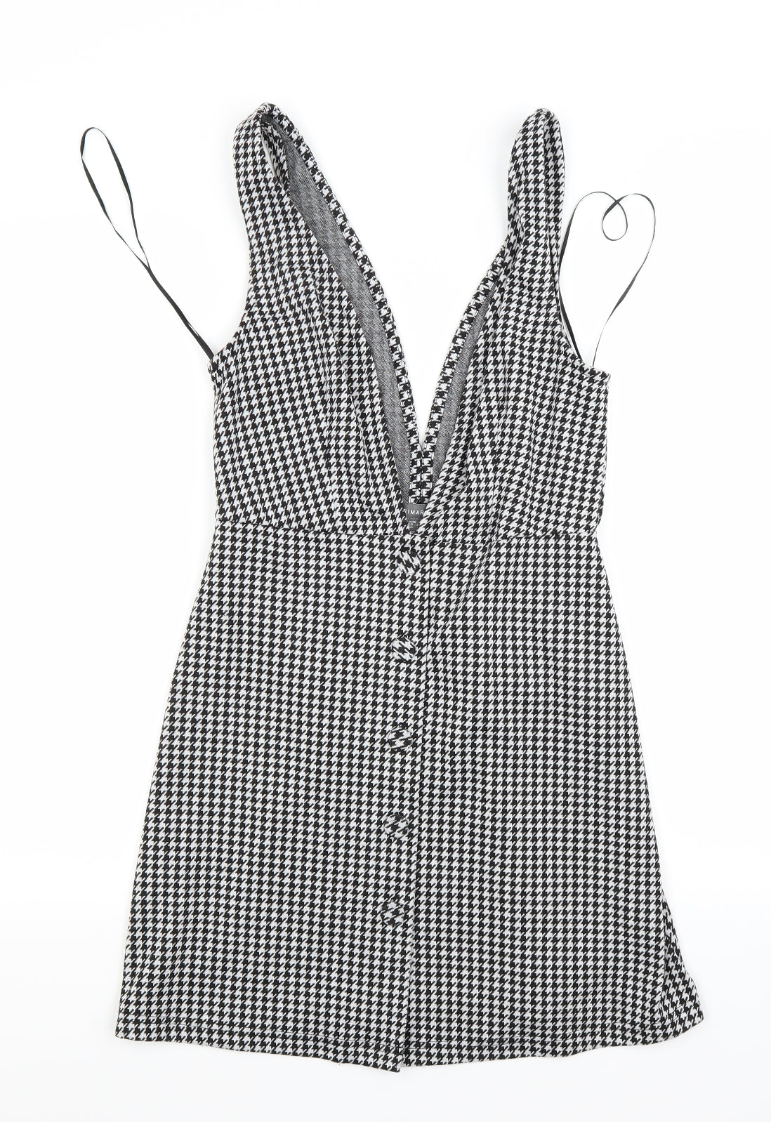 Primark Womens Black Houndstooth  Pinafore/Dungaree Dress  Size 8