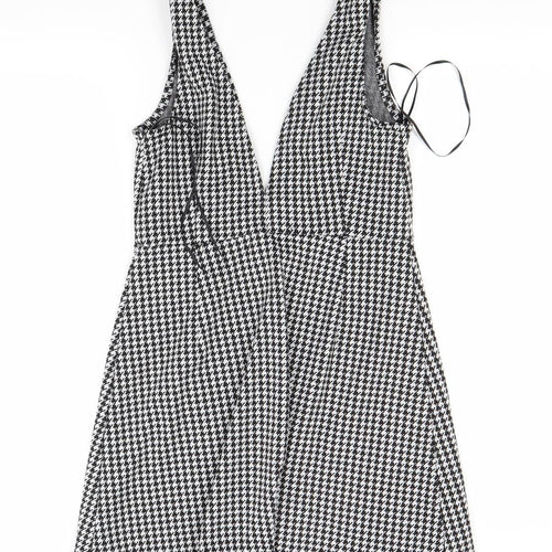 Primark Womens Black Houndstooth  Pinafore/Dungaree Dress  Size 8