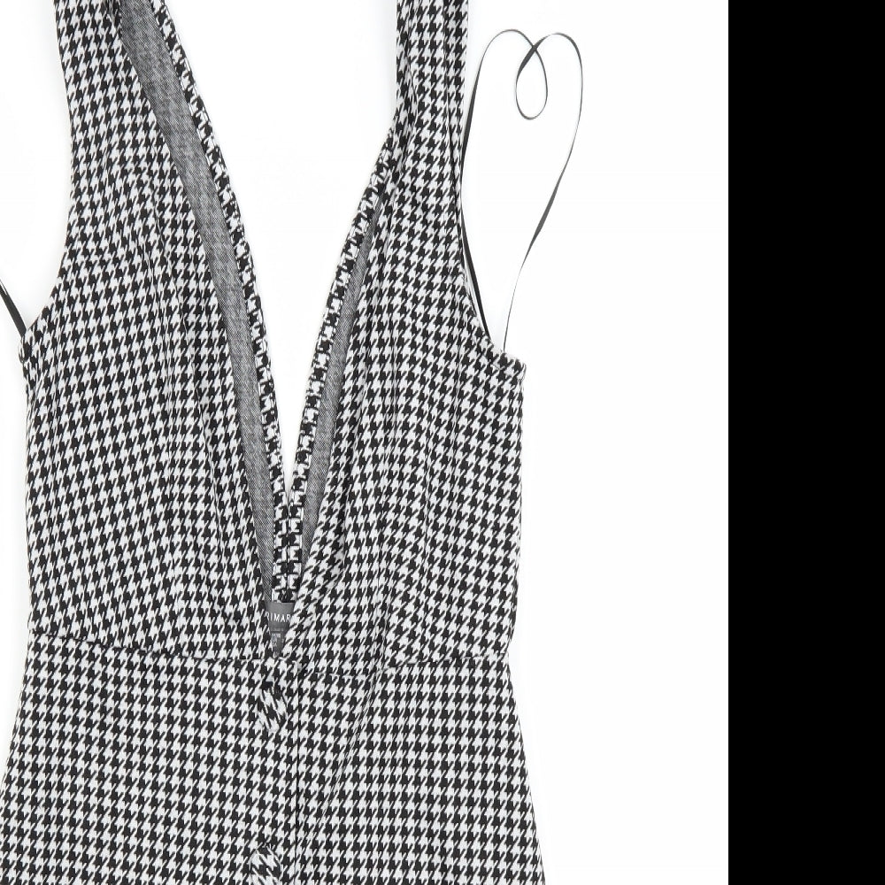 Primark Womens Black Houndstooth  Pinafore/Dungaree Dress  Size 8