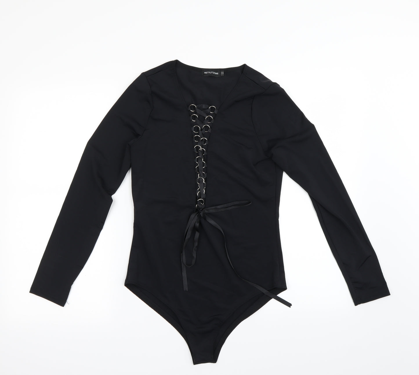 PRETTYLITTLETHING Womens Black   Bodysuit One-Piece Size 12