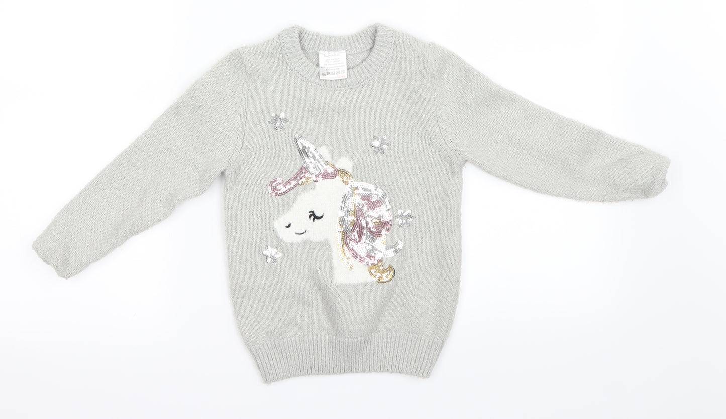 lily & dan Girls Grey   Pullover Jumper Size 5-6 Years