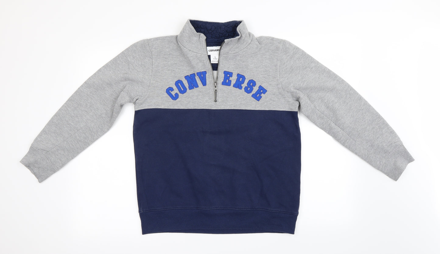 Converse Boys Blue Houndstooth  Henley Jumper Size 12-13 Years