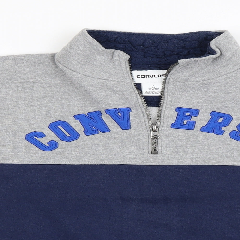 Converse Boys Blue Houndstooth  Henley Jumper Size 12-13 Years