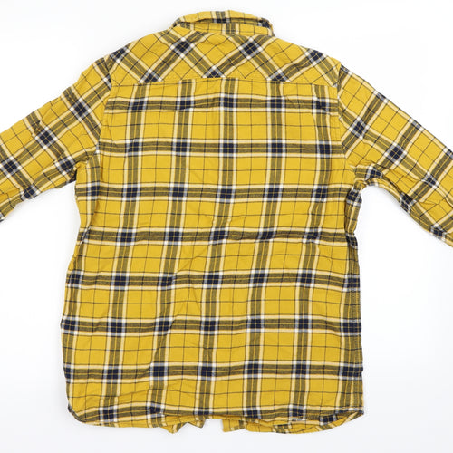 Preworn Boys Yellow Check  Basic Button-Up Size 13-14 Years