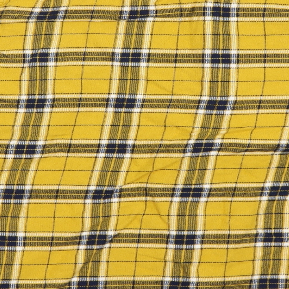 Preworn Boys Yellow Check  Basic Button-Up Size 13-14 Years