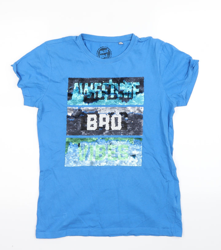 Blue Zoo Girls Blue Basic T-Shirt Size 13-14 Years