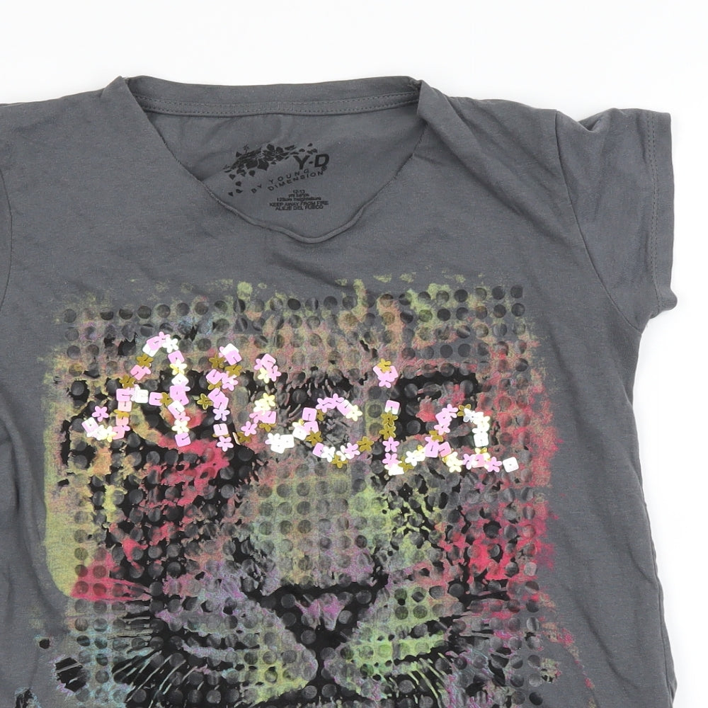 Preworn Girls Grey   Basic T-Shirt Size 12-13 Years