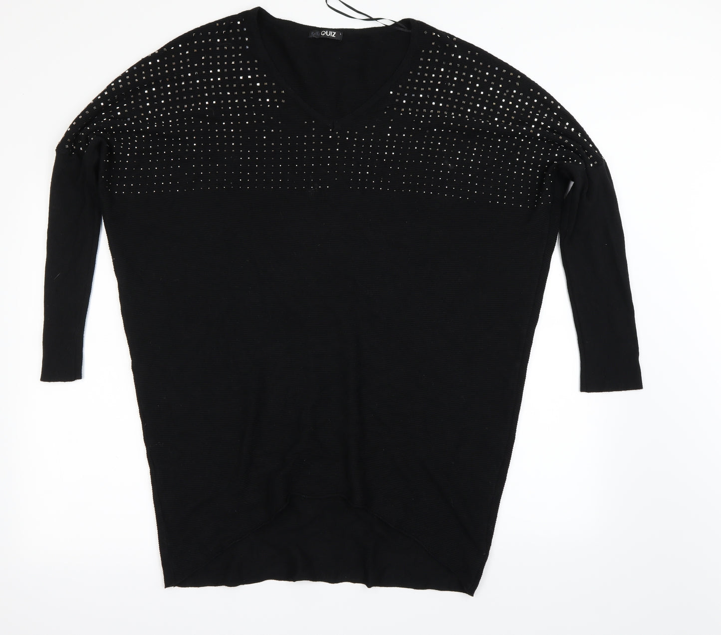 Quiz Womens Black   Henley Jumper Size L