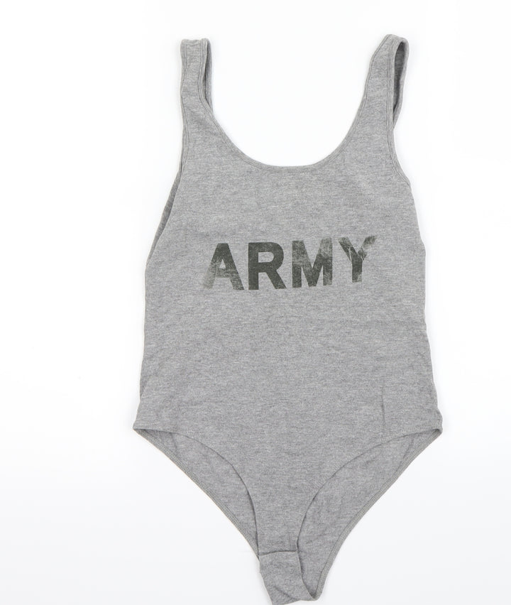 New Look Womens Grey Bodysuit One-Piece Size 10