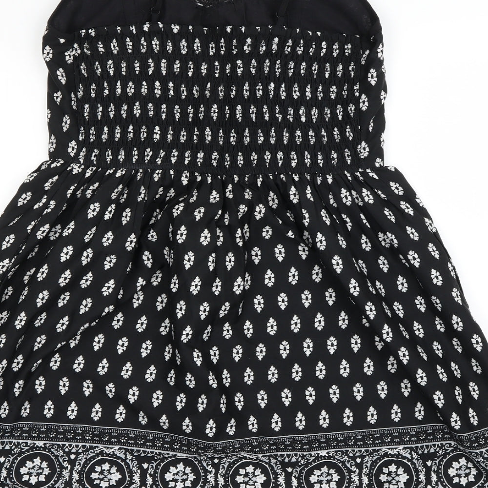 New Look Womens Black Floral  A-Line  Size 12