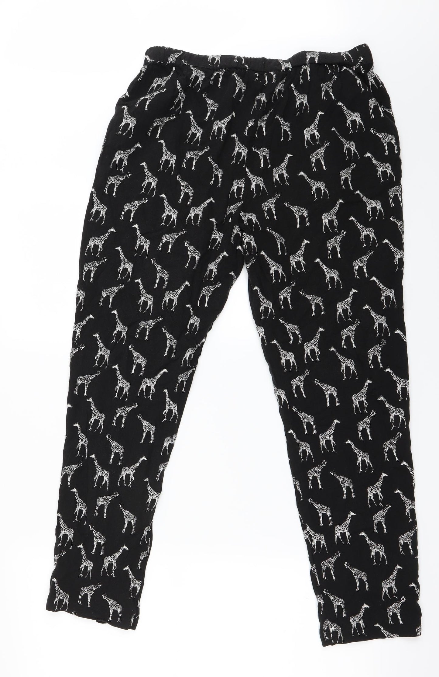 New Look Womens Black Animal Print  Trousers  Size 12 L24 in