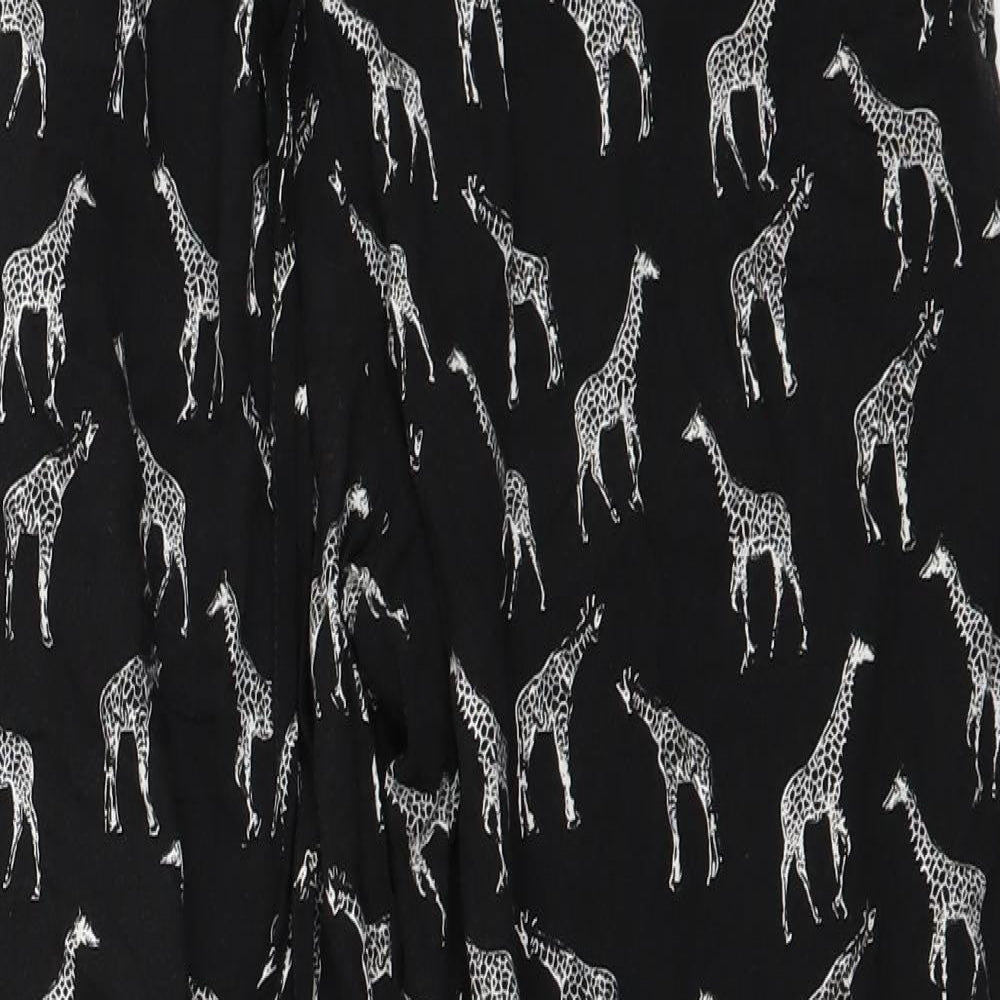 New Look Womens Black Animal Print  Trousers  Size 12 L24 in