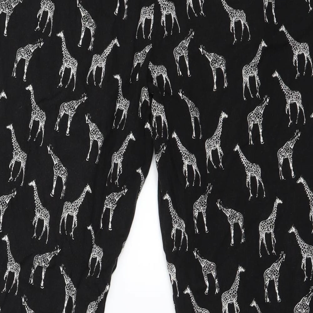 New Look Womens Black Animal Print  Trousers  Size 12 L24 in