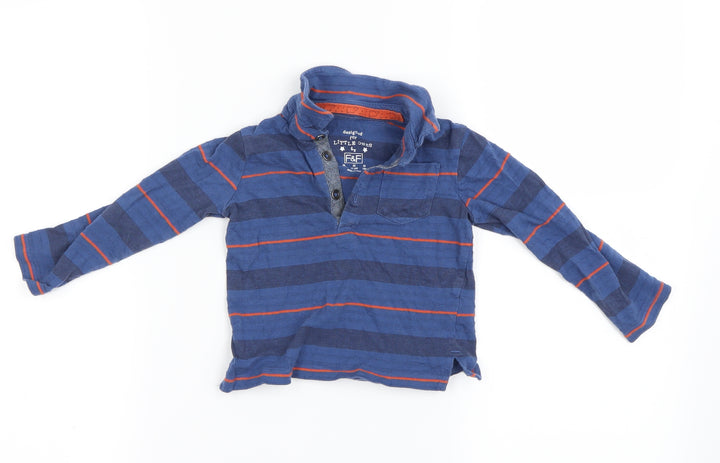 F&F Boys Blue Striped Basic Polo Size 12-18 Months