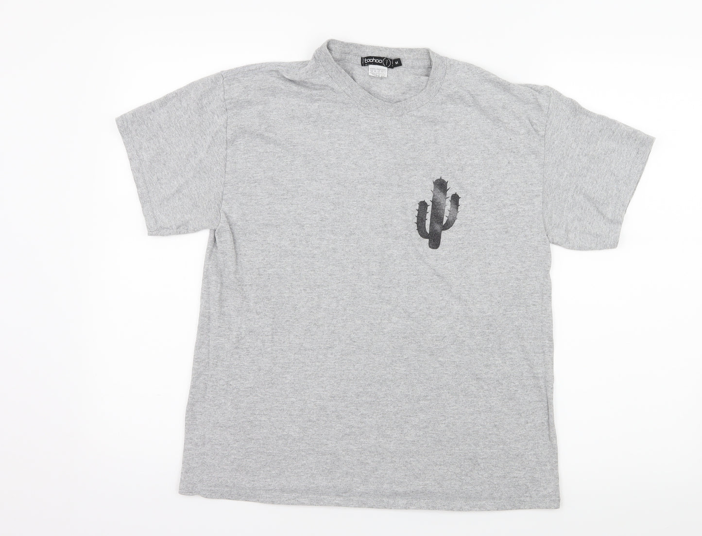 Boohoo Womens Grey  Jersey Basic T-Shirt Size M  - Cactus