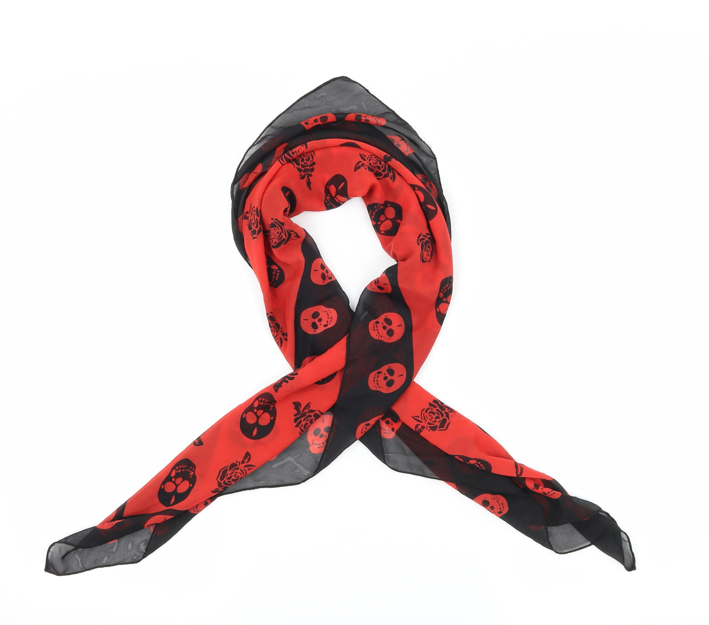 Preworn Womens Red Geometric   Scarf   - Skulls