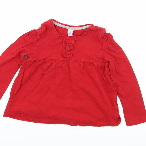 TU Girls Red  Jersey Basic T-Shirt Size 3-4 Years