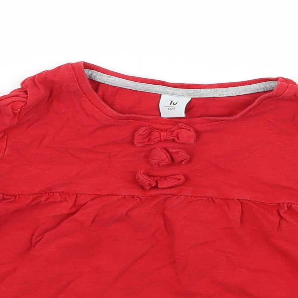 TU Girls Red  Jersey Basic T-Shirt Size 3-4 Years