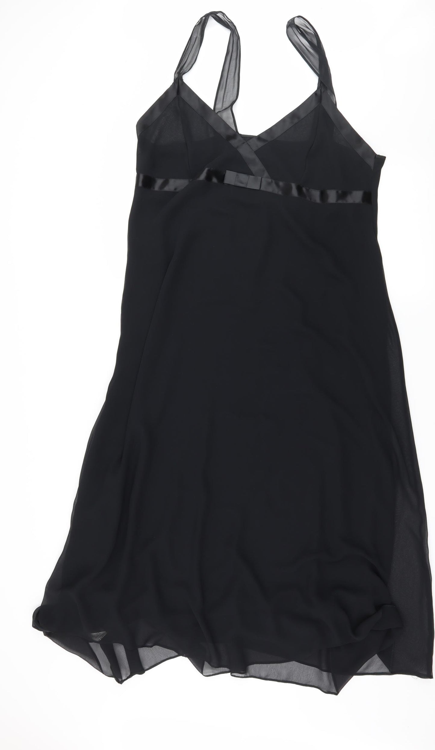 St Michael  Womens Black   Slip Dress  Size 18  - Sheer