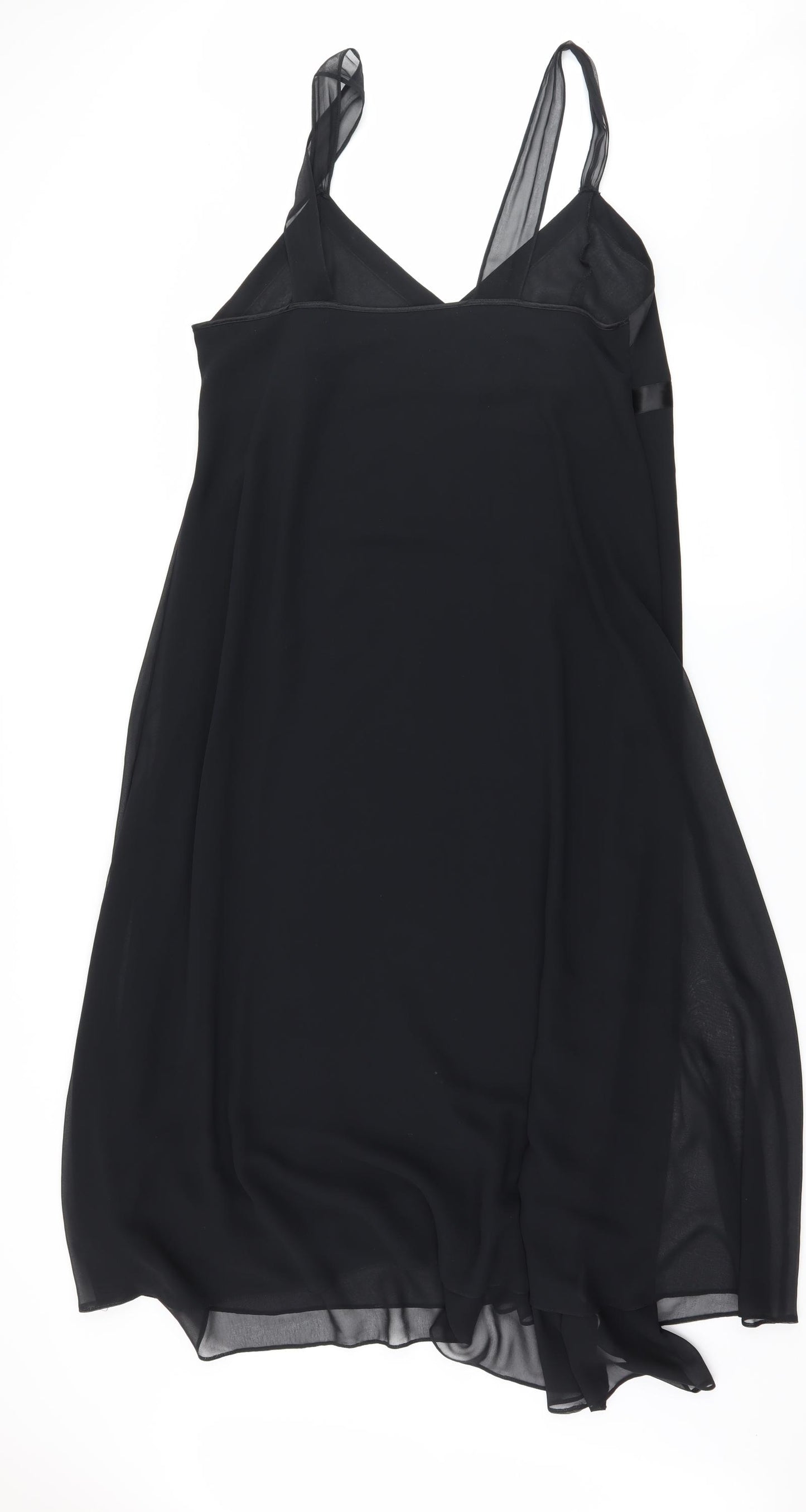 St Michael  Womens Black   Slip Dress  Size 18  - Sheer