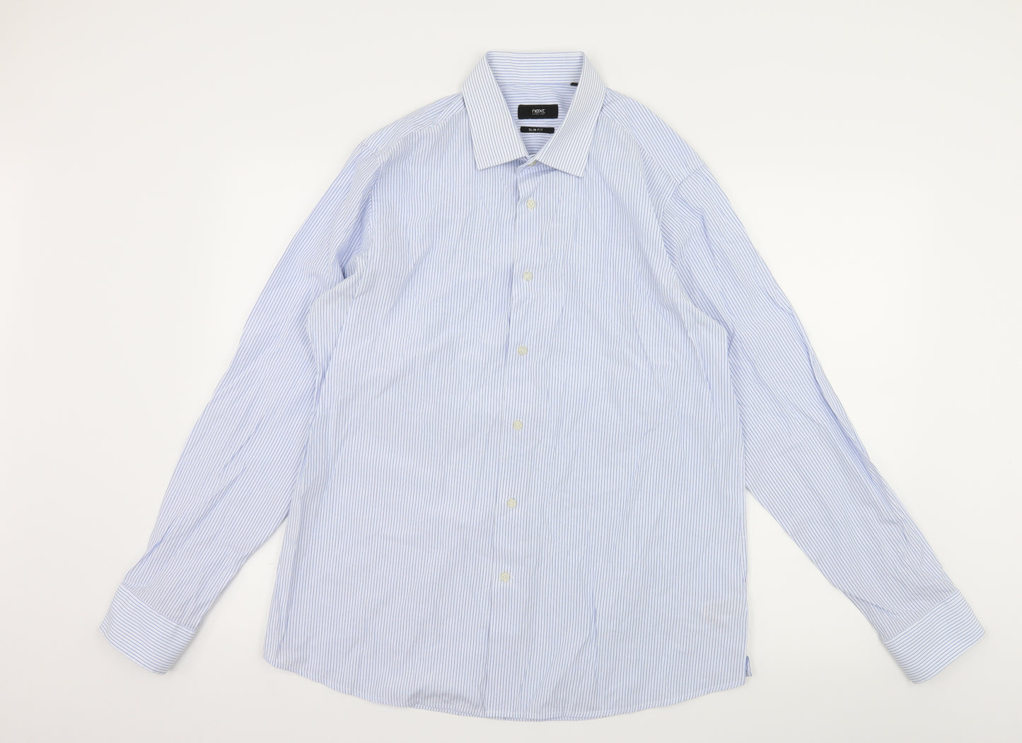 NEXT Mens Blue Striped   Dress Shirt Size 17